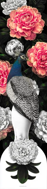 Free bird bookmark featuring a peacock standing on a perch